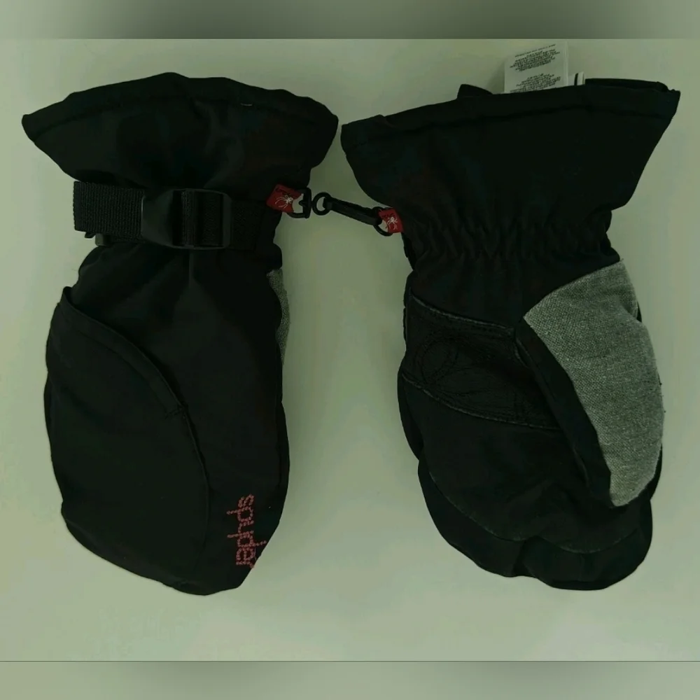 Spyder Girls Snow Mittens Black/Grey/Hot Pink Size L